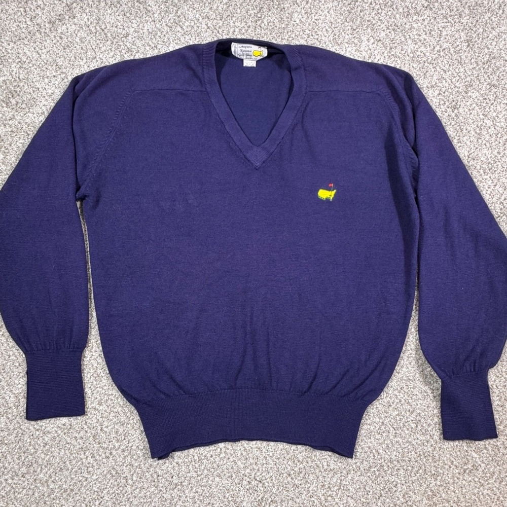 Vintage Augusta National Golf Shop‎ Masters Slazenger V-Neck Sweater Navy Mens M